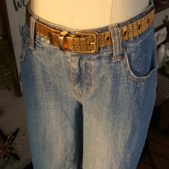 VINTAGE ♡ Super-Sweet Gorgeous All Solid Heavy G O L D Metal Wide Linked Belt S - Picture 11 of 13